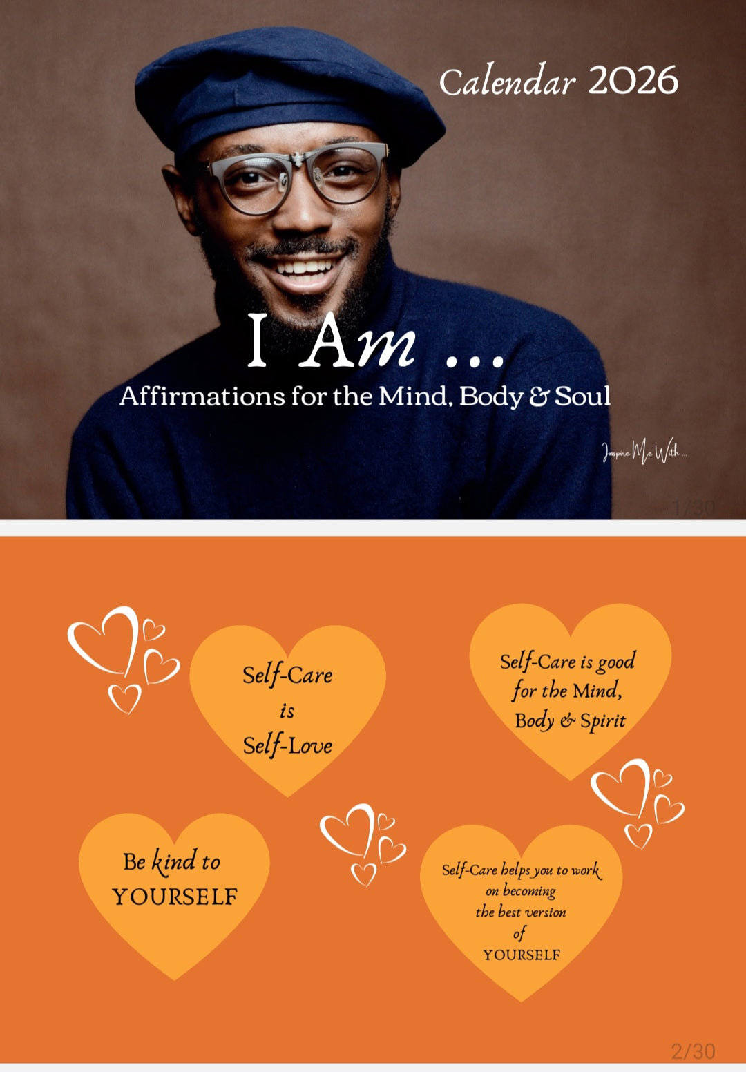 "I Am ..." Self-Care Affirmation Men's 2026 Calendar