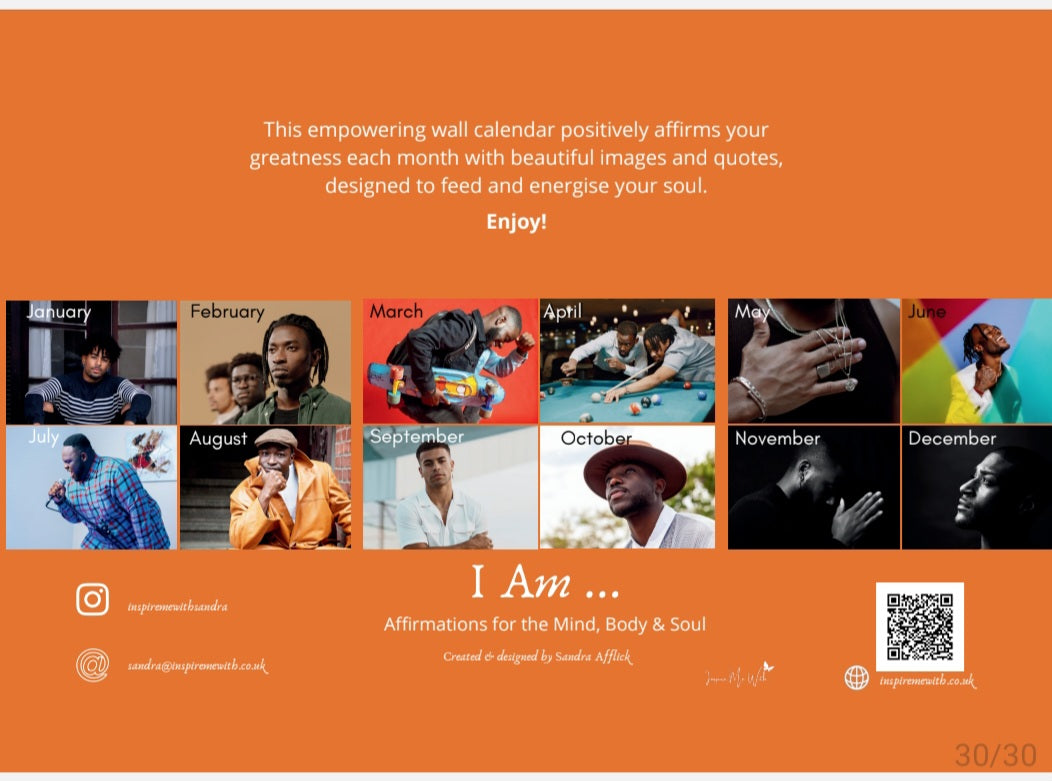 "I Am ..." Self-Care Affirmation Men's 2026 Calendar